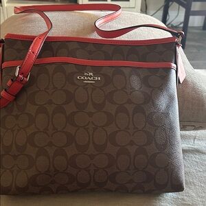 Coach Signature Brown and orange Crossbody Bag